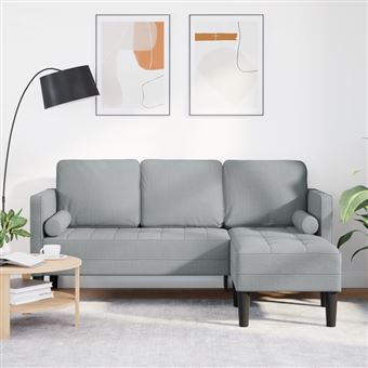 Canapé 3 places L gris clair 160 cm en tissu - 1