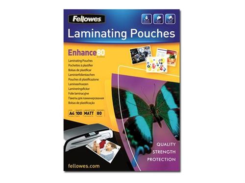 Fellowes Laminating Pouches Enhance 80 micron - Pack de 100 - mat - A4 (210 x 297 mm) pochettes plastifiées