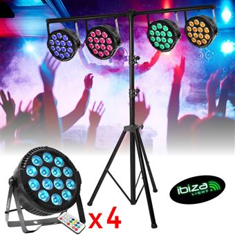 Pack 2 Projecteurs LED Extra-plats Ibiza Light - DMX, Télécommande, Pour Soirée DJ