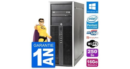 Pc tour hp elite 8300 intel dual-core g630 ram 16go disque 250go windows 10 wifi