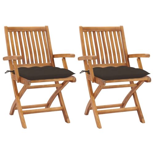 Non Communiqué Marron Lot De 2 Chaise Generique Exterieur Pliable En Bois Massif H. 88 Cm