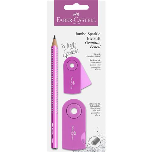 FABER-CASTELL Kit d'écriture Jumbo GRIP SPARKLE Pearl, rose