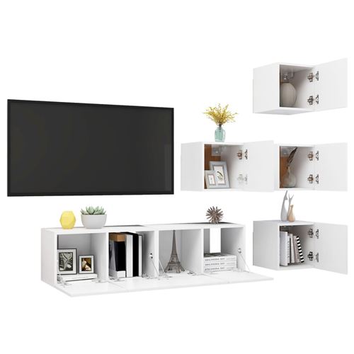 Non Communiqué Blanc Vidaxl Ensemble De Meuble Tv 6 Pcs Aggloméré