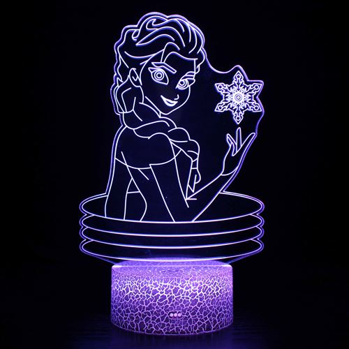 Lampe 3D Tactile Veilleuses Enfant MY1768 Frozen 16 Couleurs avec Telecommande