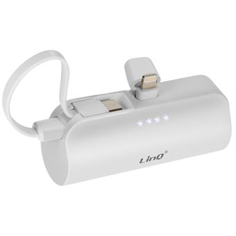 Chargeur de secours 6000mAh, USB-C + Lightning LinQ - Blanc - Français