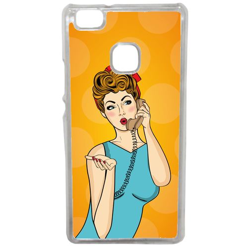 Coque Pin Up Fond Orange Compatible Huawei Mate 9 Lite Transparent