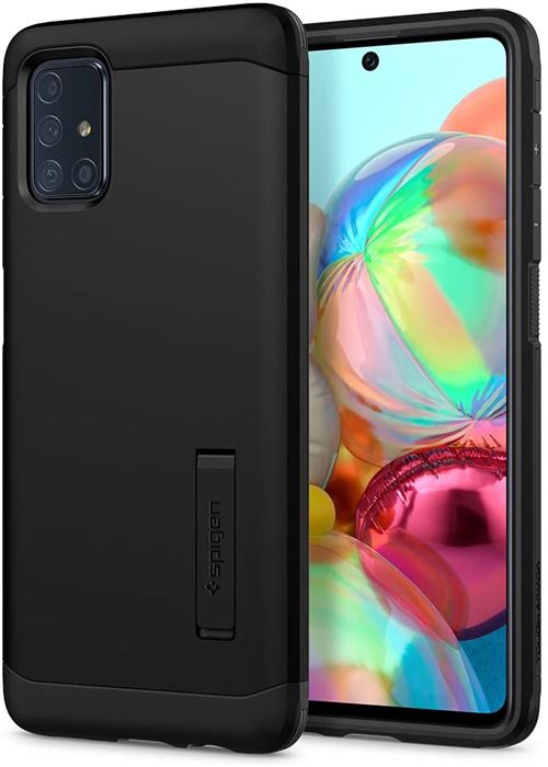 Spigen Tough Armor - Coque de protection pour téléphone portable - polycarbonate, mousse à impact, polyuréthane thermoplastique souple (TPU) - noir - pour Samsung Galaxy A71