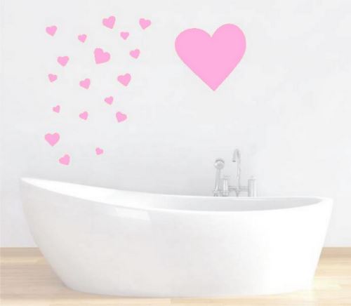 HOMEMANIA Sticker Heart - Coeur - pour enfants - pour mur - Rose en Vinyle, 20 x 0,1 x 27 cm