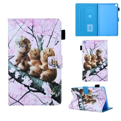 Etui en PU impression de motifs avec support multi-angle et porte-carte trois chat pour votre Samsung Galaxy Tab A 8.0 Wi-Fi (2019) SM-T290/T295