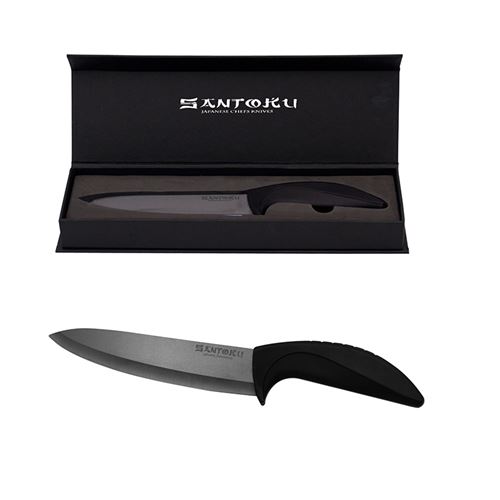 Couteau de chef lame 18 cm en céramique - santoku noir