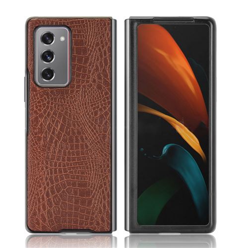 Coque Etui Pour Samsung Galaxy Z Fold 2 PC+PU Crocodile Rigide - Marron