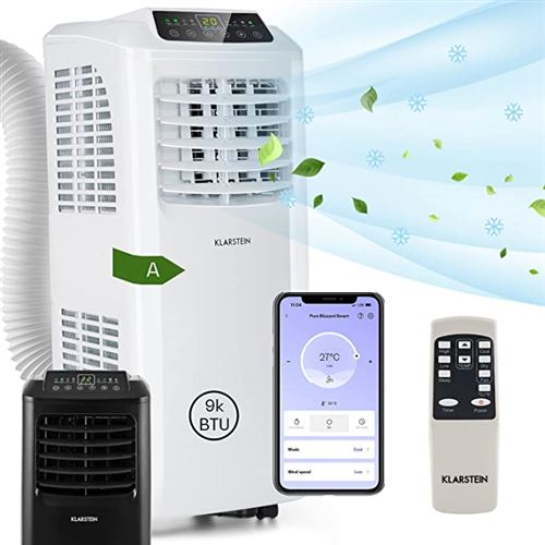 Climatiseur Mobile Klarstein Pure Blizzard Smart 9K 9000 Btu/2,6 Kw Eec A Télécommande