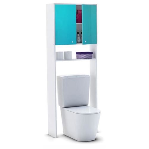 CORAIL Meuble WC ou machine a laver L 63 cm - Bleu lagon brillant