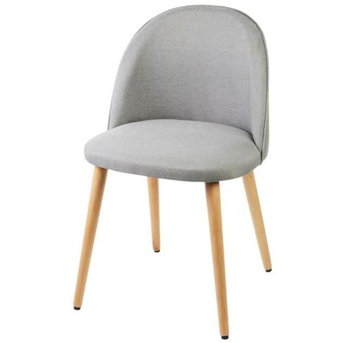 Macaron Chaise De Salle A Manger - Tissu Gris Clair - Scandinave - L 50 X P 50 Cm
