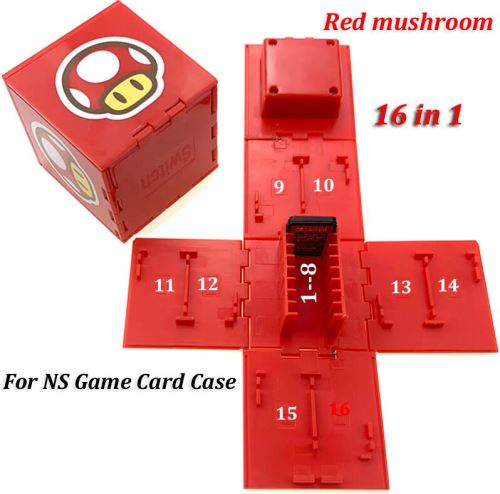 16 en 1 Boîtier de protection Boîte à Cartes de Jeu Boîte de Protection pour Carte mémoire pour 16 Jeux Nintendo Switch modèle Mashroom Rouge