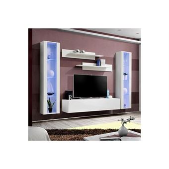 Meuble tv mural design "fly ii" 260cm blanc - 1