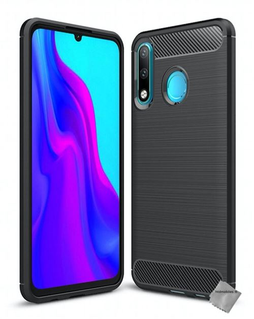 Housse etui coque silicone gel carbone pour Huawei P30 Lite + film ecran - NOIR - htdmobiles