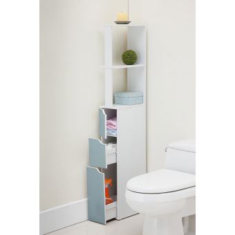 Colonne De Salle De Bain Carinda 136 Cm Bleu 2 Tiroirs 1