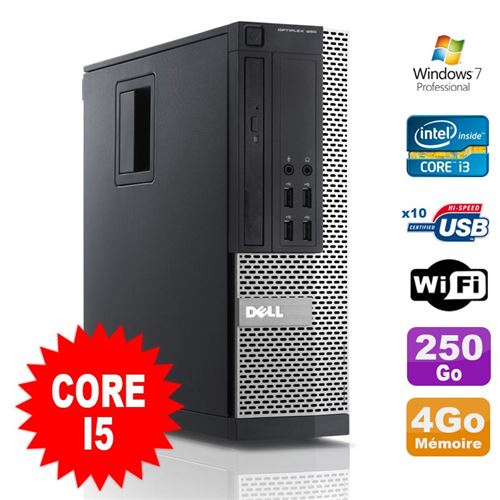 Pc dell optiplex 990 sff i5-2400 3.1ghz 4go disque 250go dvd wifi w7