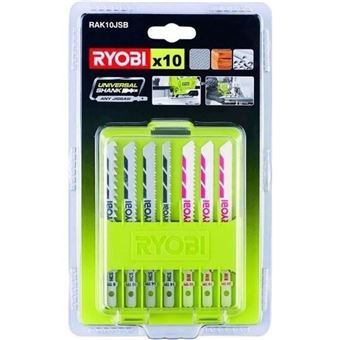 Ryobi - Coffret 10 Lames Baionnettes Scie Sauteuse Bois - Plastique (6 / 10 / 14 Tpi) Et Bimétal - Rak10Jsb - 1