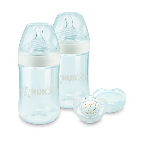 Nuk Lot de 2 biberons nature sense 260ml blanc + 1 sucette