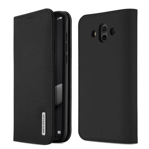 Etui en cuir véritable (certifié CNAS/CMA) noir pour votre Huawei Mate 10