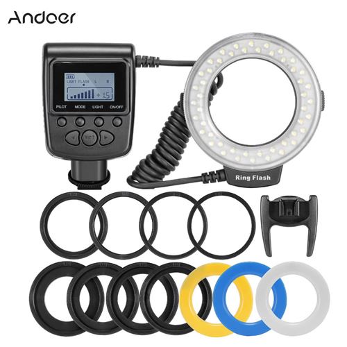 Andoer RF-550D Macro Bague Flash pour Canon Nikon Pentax Olympus Panasonic Sony DSLR