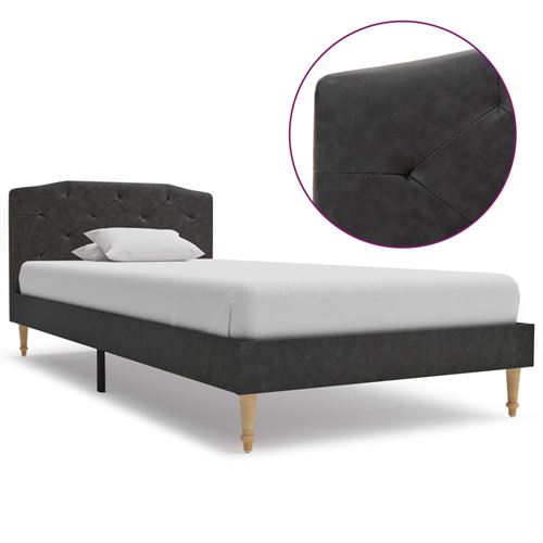 Cadre de lit Noir Tissu 90 x 200 cm
