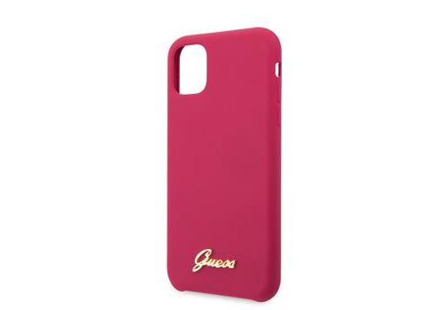 Coque pour Iphone 11 Pro Guess silicone vintage logo fuchsia