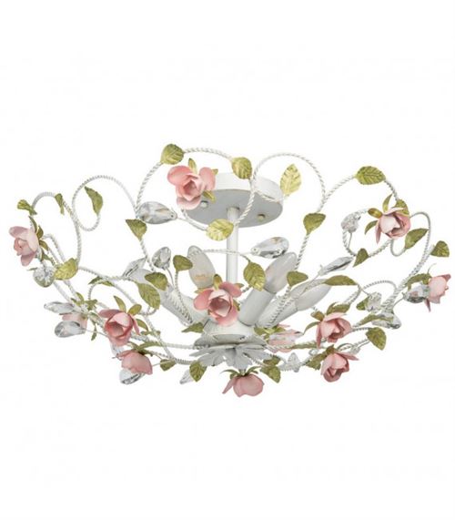 Plafonnier blanc Flora 6 ampoules 26 Cm