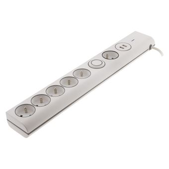 Thomson - Multiprise parafoudre 6 prises 16A + 2 USB - Blanc - 1