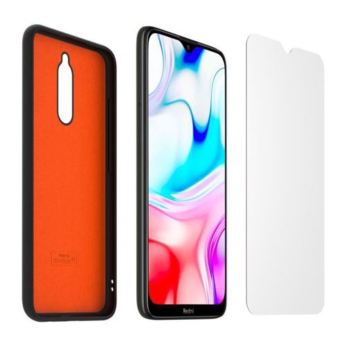 pack coque et verre trempé pour xiaomi redmi 8 + assurance casse durant 12 mois