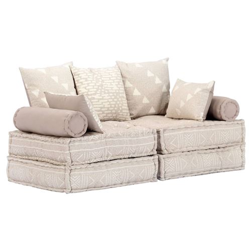 vidaXL Pouf modulaire à 2 places Beige Tissu