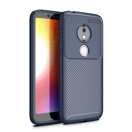 Coque en TPU en fibre de carbone résistante à la chute bleu pour votre Motorola Moto E5 Play Go