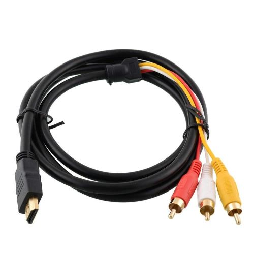 INECK® câble HDMI vers RCA, HDMI mâle vers 3RCA AV composite mâle M/M connecteur câble adaptateur Cordon émetteur (pas de fonction de conversion de signal) – Transmission à partir de HDMI vers RCA - 1,5 m/1.5 m Noir