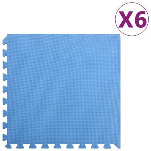 Vidaxl Noir Tapis De Sol 6 Pcs 2,16 ㎡ Eva Mousse Bleu - Image 1
