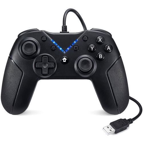 QUMOX Manette de jeu contrôleur USB fil pour Nintendo Switch PC Pro Gamepad Vibration