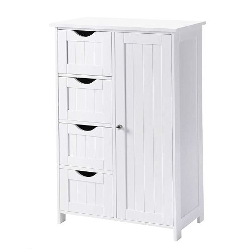Sunfay -Meubles de Rangement Armoire pour Salle de Bain - 60*30*80cm Blanc (Ivoire 4 Tiroirs à Porte unique)