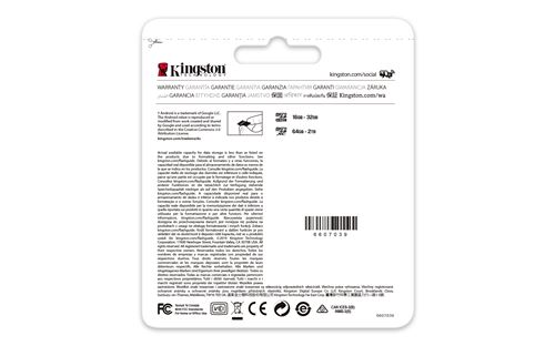 Carte Mémoire Micro SD avec Adaptateur Kingston SDCG3 Noir
