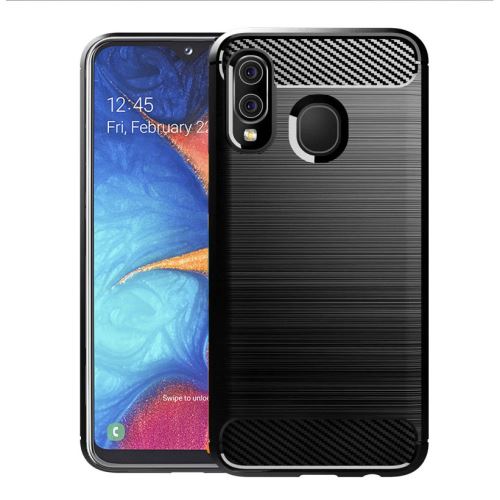 Coque brossée noire Samsung Galaxy A20E Carbon Fiber Antichoc - Accessoires Pochette Case