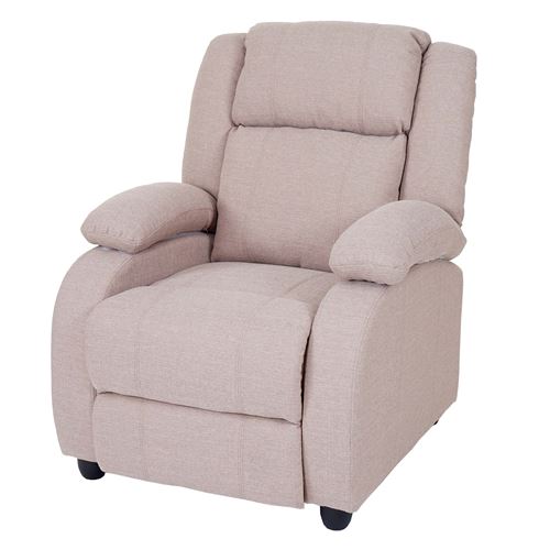 Fauteuil TV Lincoln, fauteuil de relaxation, tissus crème-gris