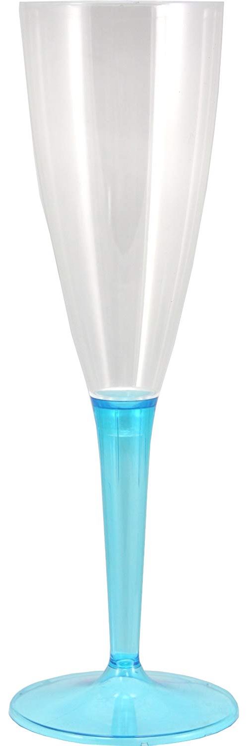 MOZAIK Lot de 6 flûtes à Champagne en plastique Bleu Turquoise - 100 ml
