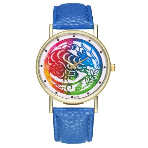 Montre de sport pour homme avec bracelet en cuir et quartz T273-ABleu foncé