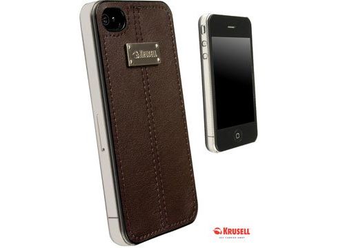 Krusell Luna UnderCover - Beschermende bedekking voor mobiele telefoon - leer, polycarbonaat - bruin - voor Apple iPhone 4