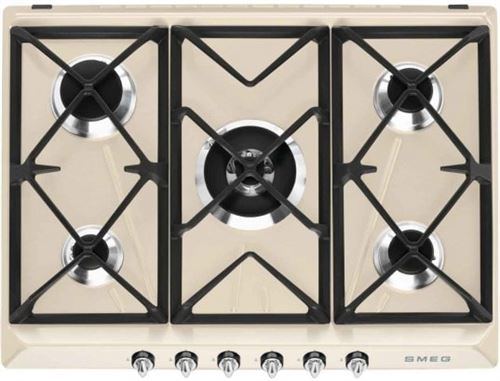 Smeg Victoria SR975PGH - Table de cuisson au gaz - 5 plaques de cuisson - Niche - largeur : 47.8 cm - profondeur : 55.5 cm - crème