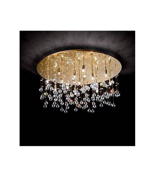 Plafonnier Doré en cristal MOONLIGHT 15 ampoules