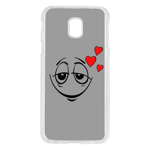 Coque Smiley Amoureux Fond Gris Compatible Galaxy J7 2017 Transparent