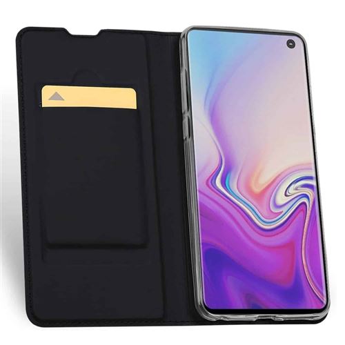 Étui en cuir éco porte carte pour samsung galaxy s10 - noir