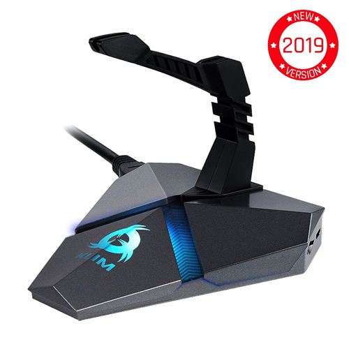 KLIM™ Bungee pour Souris - Hub USB x 3 3.0 - Multifonction - Matériel Haute Qualité - Rétro-éclairé - Gestionnaire de Câbles - Ga