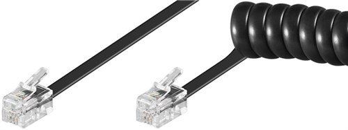 Goobay 10 x telefonhã ¶ rer en spirale cu cuivre 2 mètres noir fiche fiche rj10 4p4 c vers rj10 4p4 c 72757